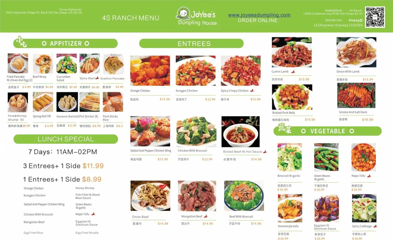 Menu Joyee's dumpling house 10550